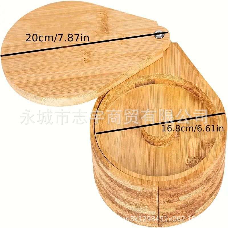 竹制调味罐沾盐器糖边盒竹木三层旋转盐边盒果汁鸡尾酒调味盒
