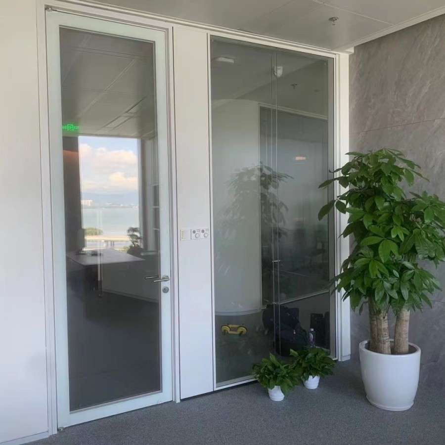 不锈钢玻璃隔断双层钢化中空透明玻璃隔音墙铝合金百叶高间隔隔断