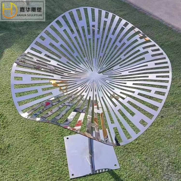 不锈钢荷叶铁艺荷花雕塑落地摆件酒店户外水池水景金属软装装饰品