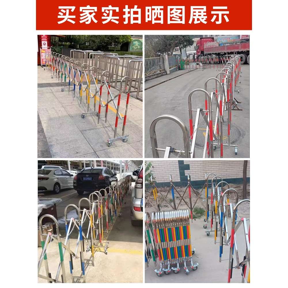 不锈钢手动伸缩门围栏护栏简易折叠门幼儿园大门户外可移动推拉门