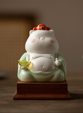 创意招财猫小摆件可爱陶瓷工艺品家居客厅酒柜软装饰品治愈系礼物
