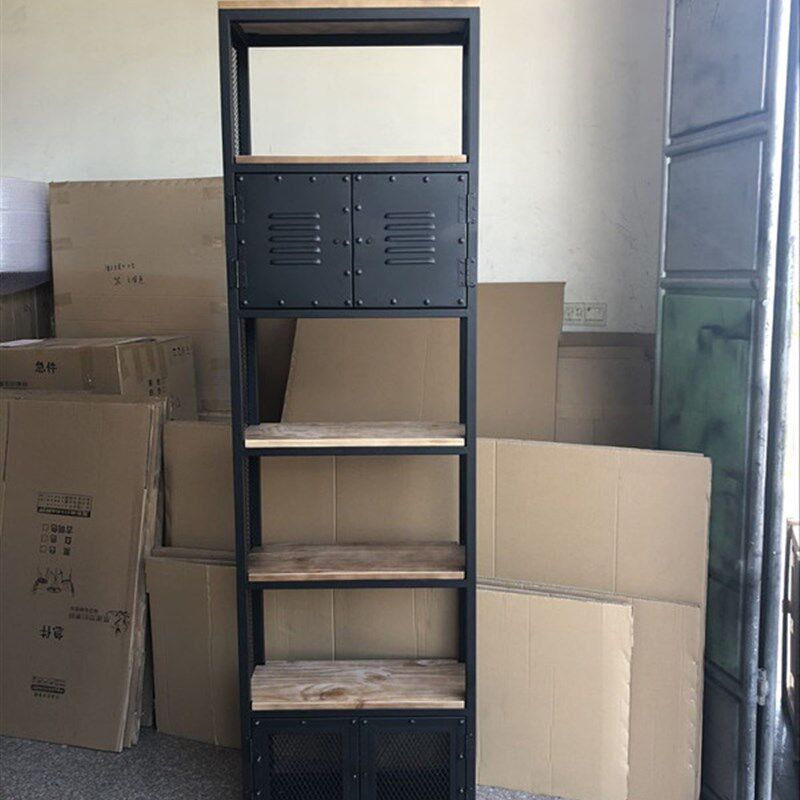屏风隔断置物架书架工业玄关格子架美式loft办公室铁艺隔板架子