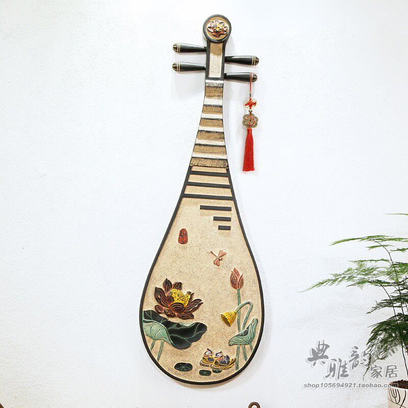 古色古香玄关画装饰艺术浮雕墙饰酒店3D立体简约无框画琵琶壁饰钟