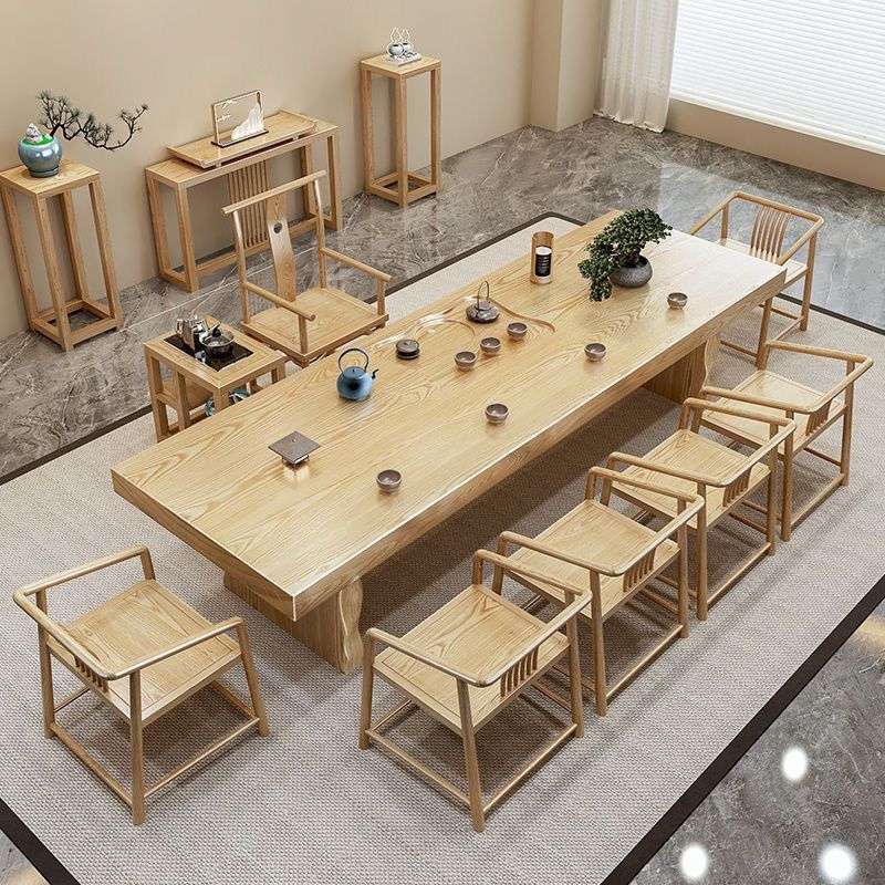 桌椅茶台泡茶组合中式禅意茶几茶盘实木一体茶桌原木客厅办公室