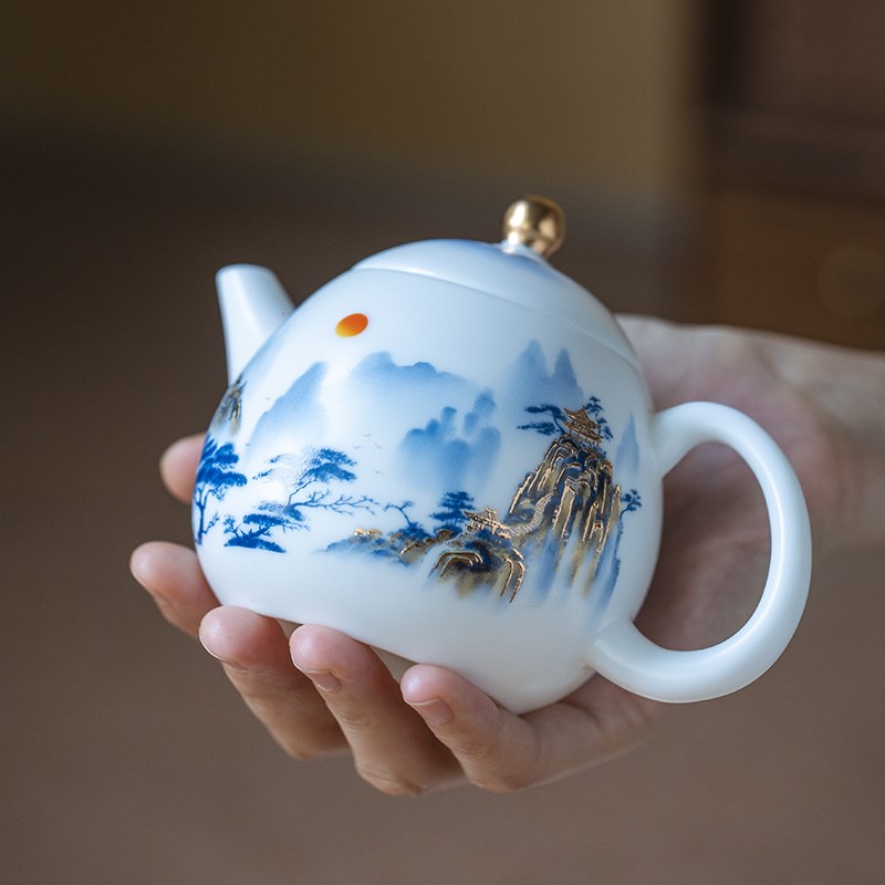 德化冰种羊脂玉白瓷素烧猪油白手工精密泡茶壶龙蛋壶西施壶礼盒装
