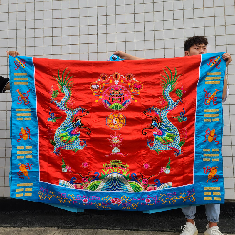 红色盘金线双龙法衣道袍道服道衣法袍道高功绛衣