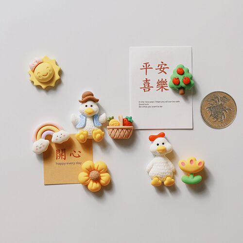 迷你鸭子冰箱贴可爱强力磁性贴个性创意吸铁石3d立体小巧装饰情侣