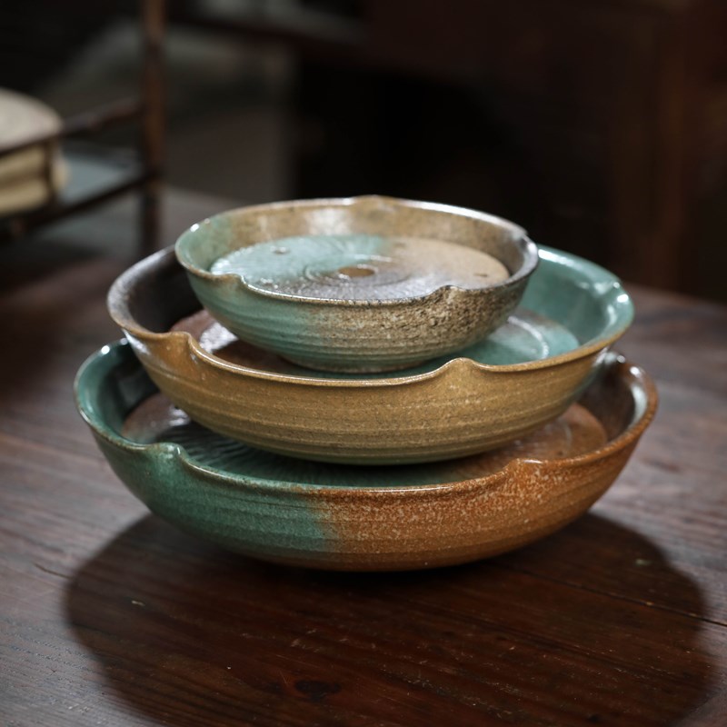 紫丰堂 窑变粗陶茶海手工茶盘功夫茶具壶承干泡盘家用小茶台壶拖
