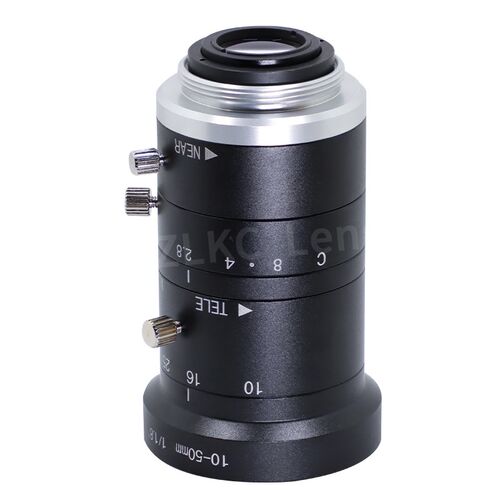 变焦工业镜头10-50mm低畸变机器视觉相机800万1/1.8C口手动光圈