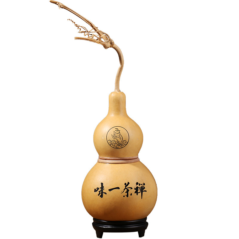 天然葫芦茶叶罐精品高档创意个性工艺品雕刻摆件礼盒木质手工中式