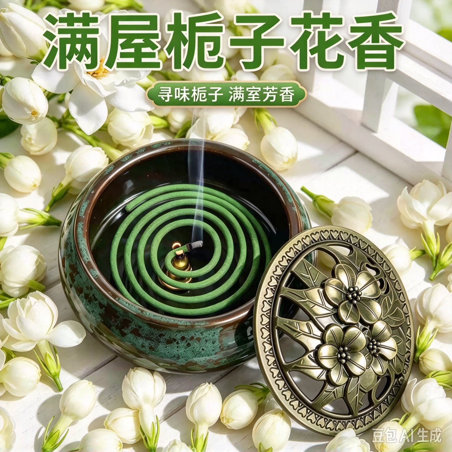 【120盘+香炉】2026天然栀子花香薰檀香家用盘香室内持久留香YY