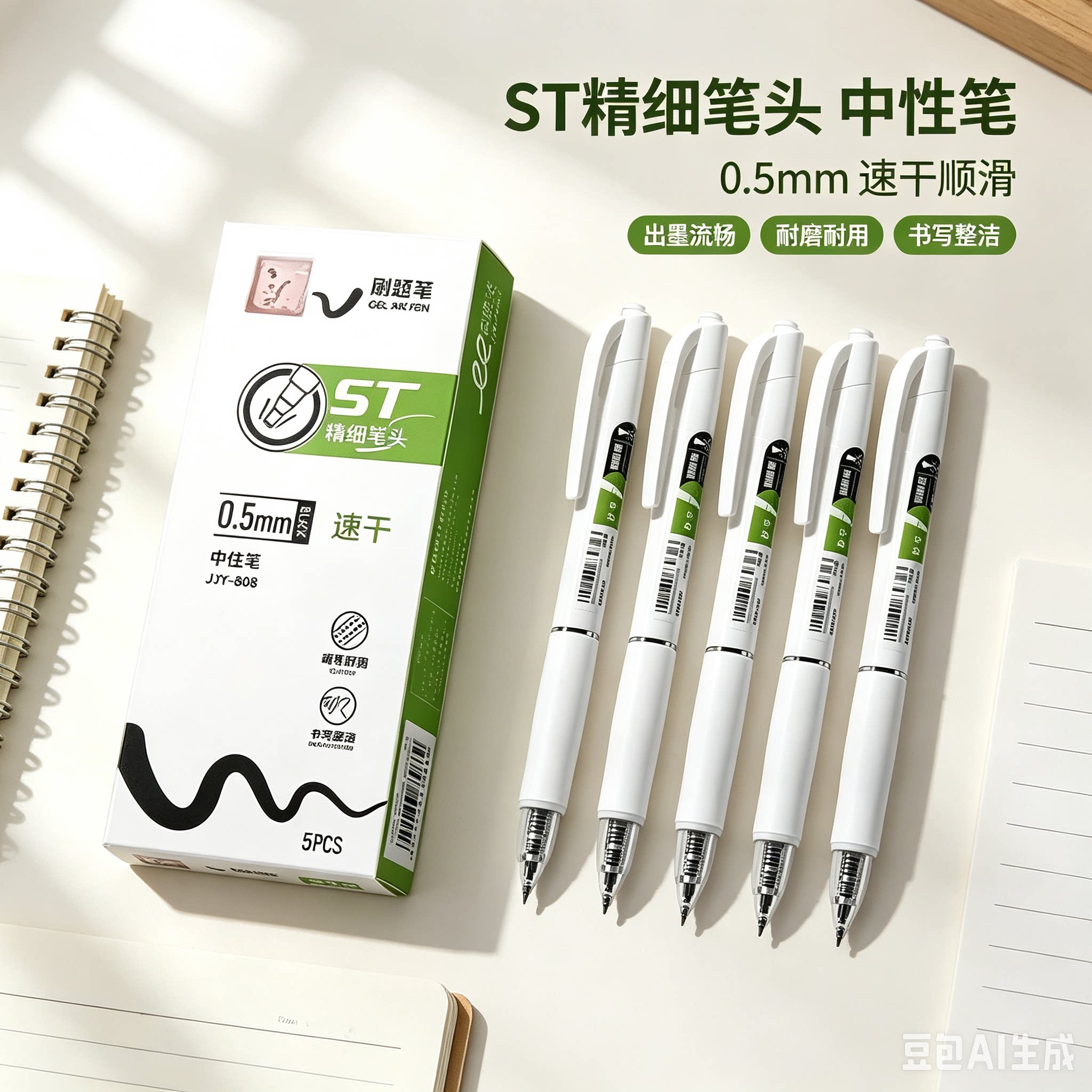 【老师推荐】按动中性签字笔学生考试速干刷题小白笔书法签字笔ZY