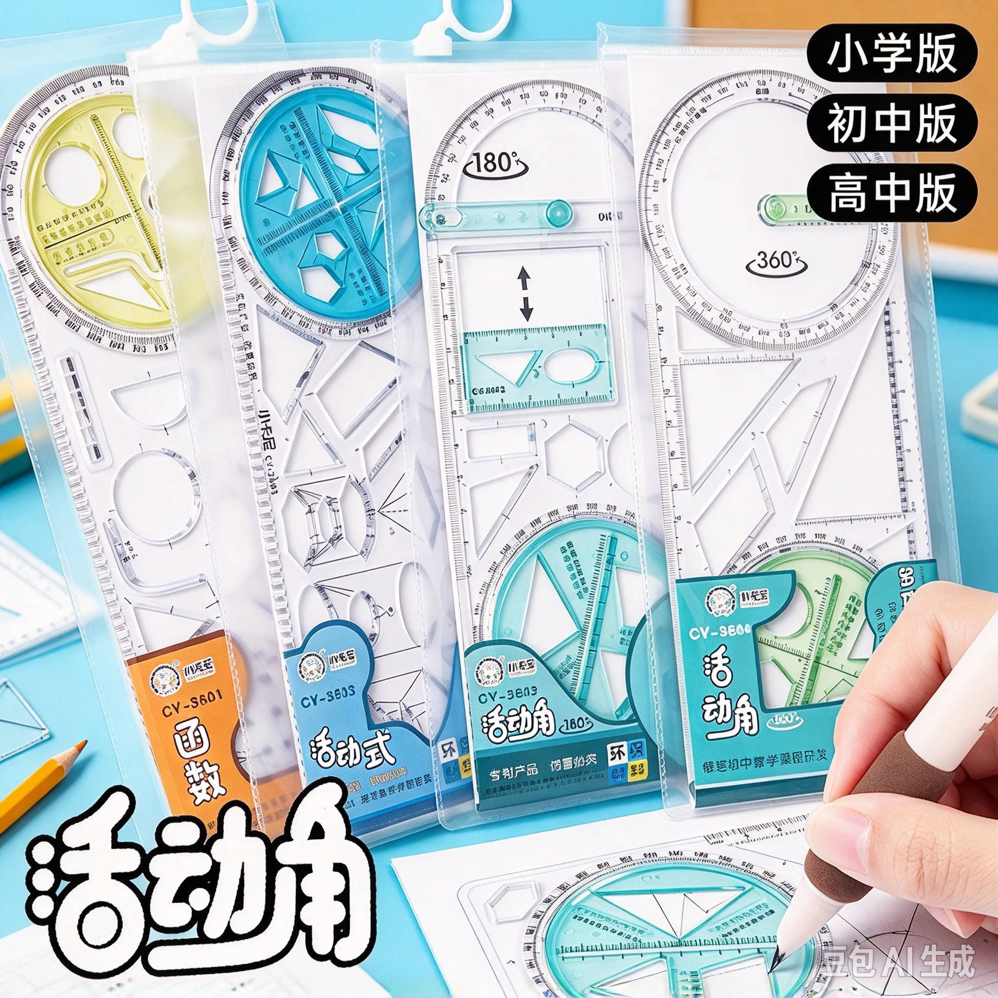 活动角多功能尺中小学生几何绘图尺初高中几何函数尺YY