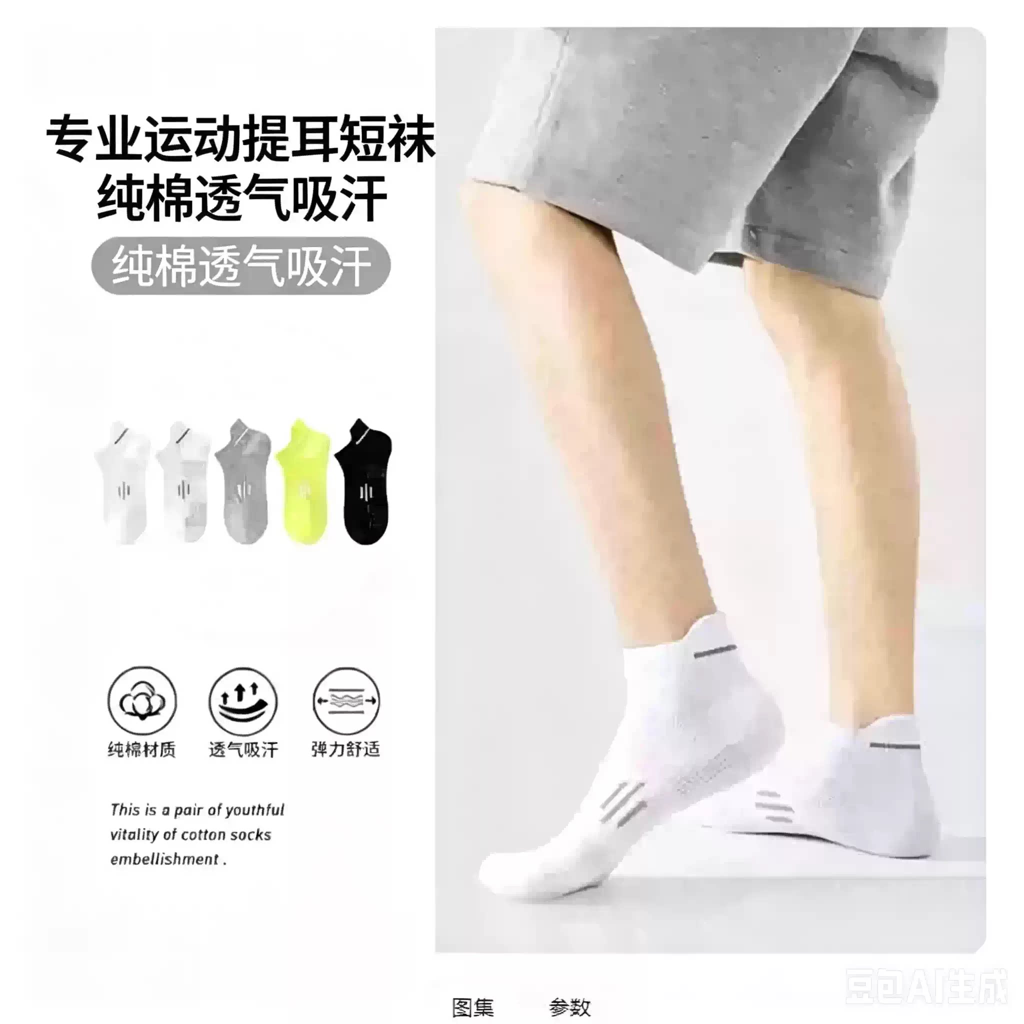 【10双装】男女同款运动袜子防臭棉袜吸汗吸湿网眼短提耳短袜YY