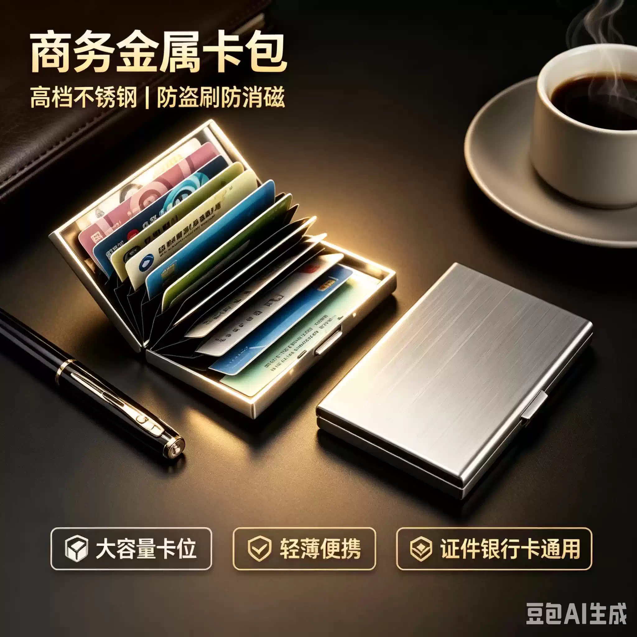 防盗刷金属卡包男士卡片包女式防消磁小巧卡盒卡套放驾驶证YY