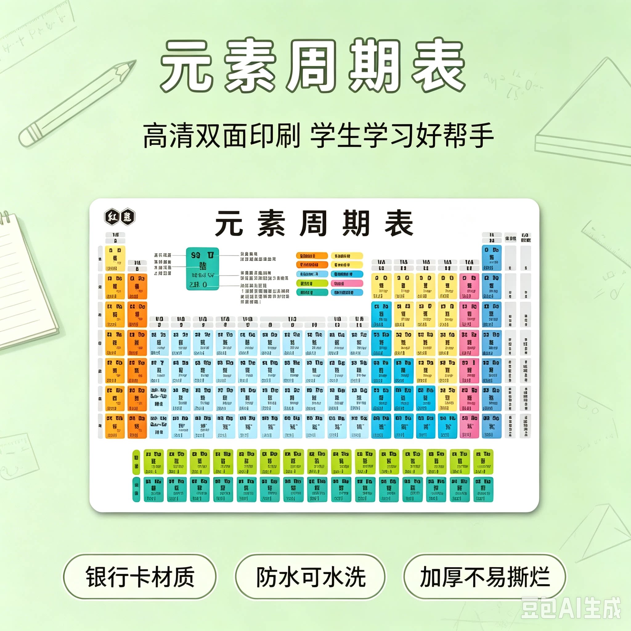 全套初中化学元素周期表卡片物理化学公式常考知识点ZY