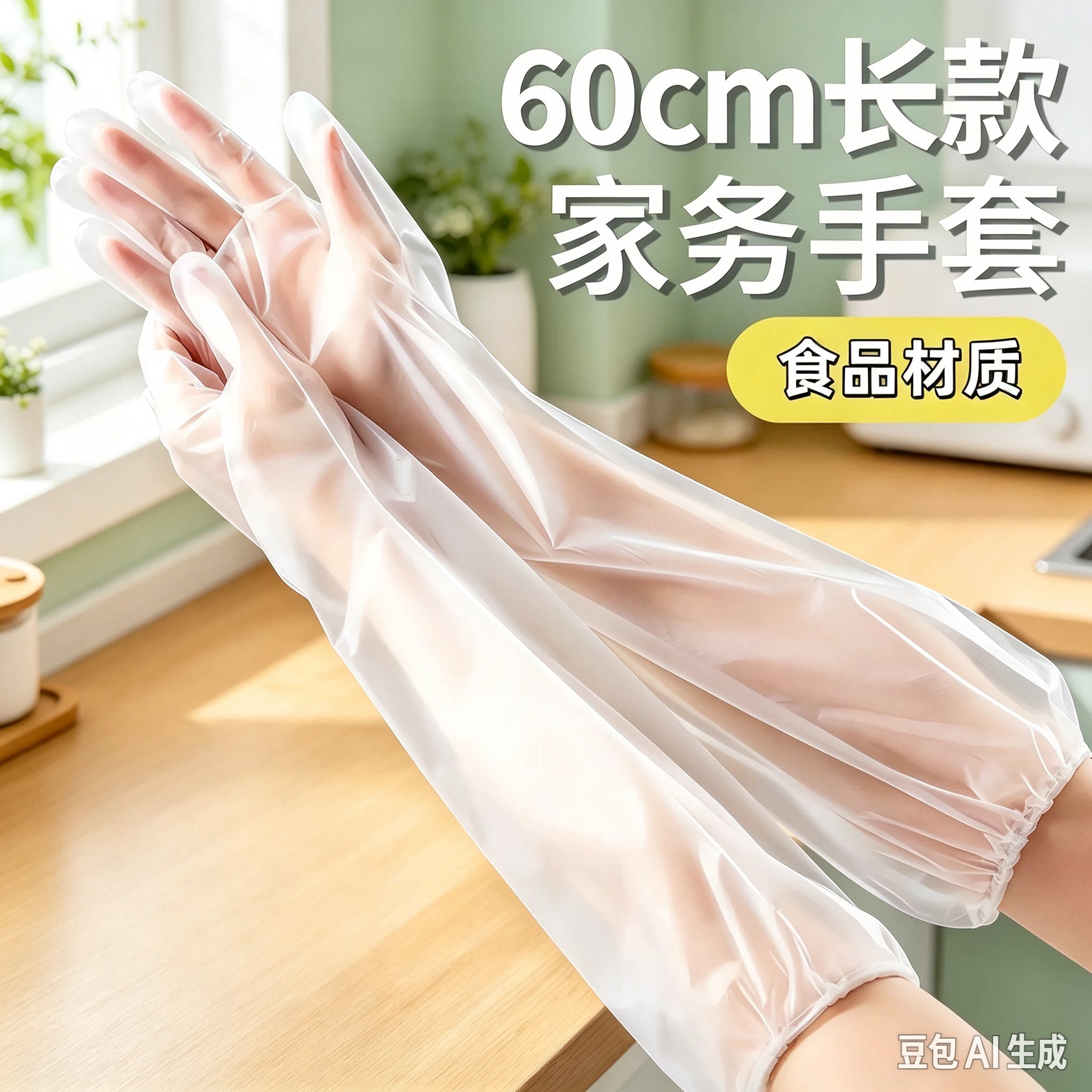 加长加厚家务手套长款束口防水防油厨房洗碗清洁一次性手套YY