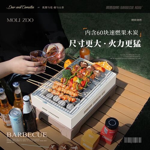 阿丢烧烤炉户外一次性烧烤炉户外烧烤架可携式无烟碳烤炉木炭炉子