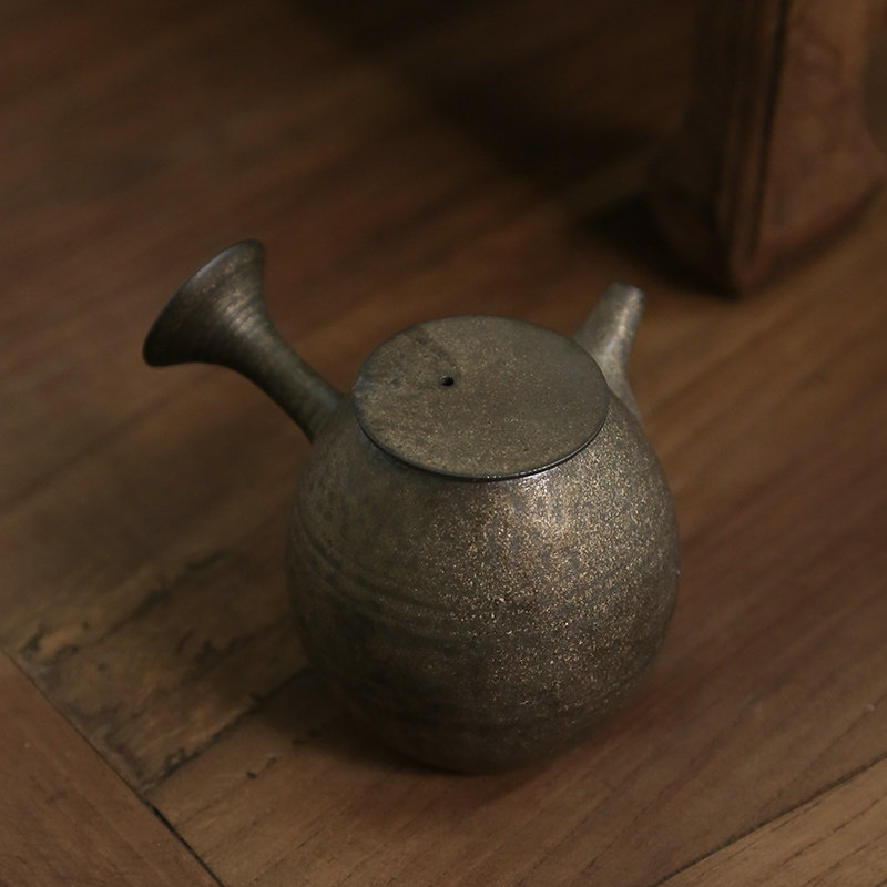一九茶舍 原矿铁釉侧把壶 手工拉胚急须壶日式陶瓷功夫茶具泡茶壶