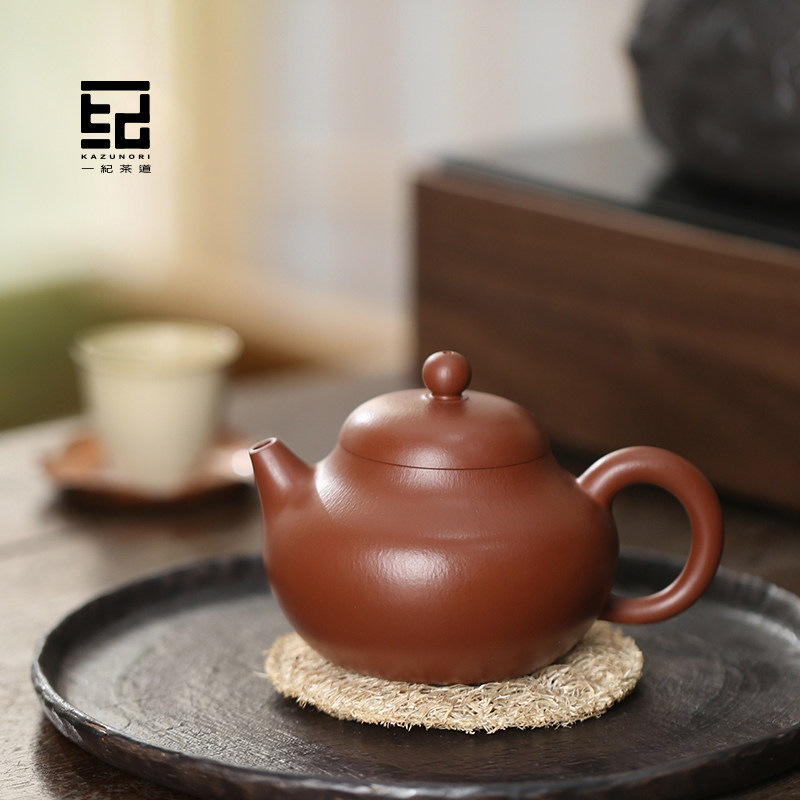 全手工宜兴名家文旦紫砂壶泡茶壶原矿小煤窑朱泥仿古小单壶170cc