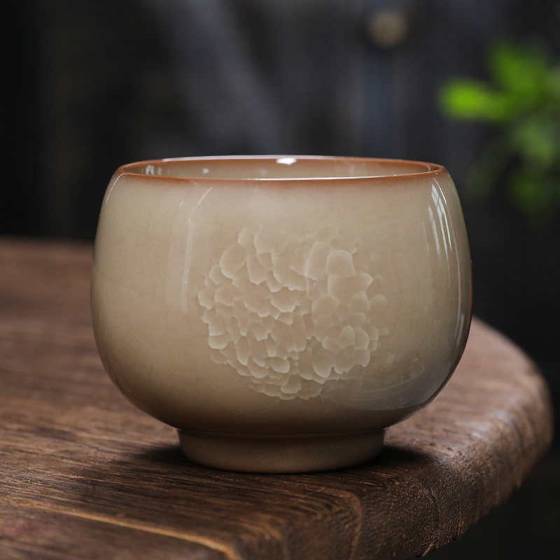 冰花猪油冻主人杯单杯青瓷茶杯高端茶盏中式品茗杯杯子遇水化冰
