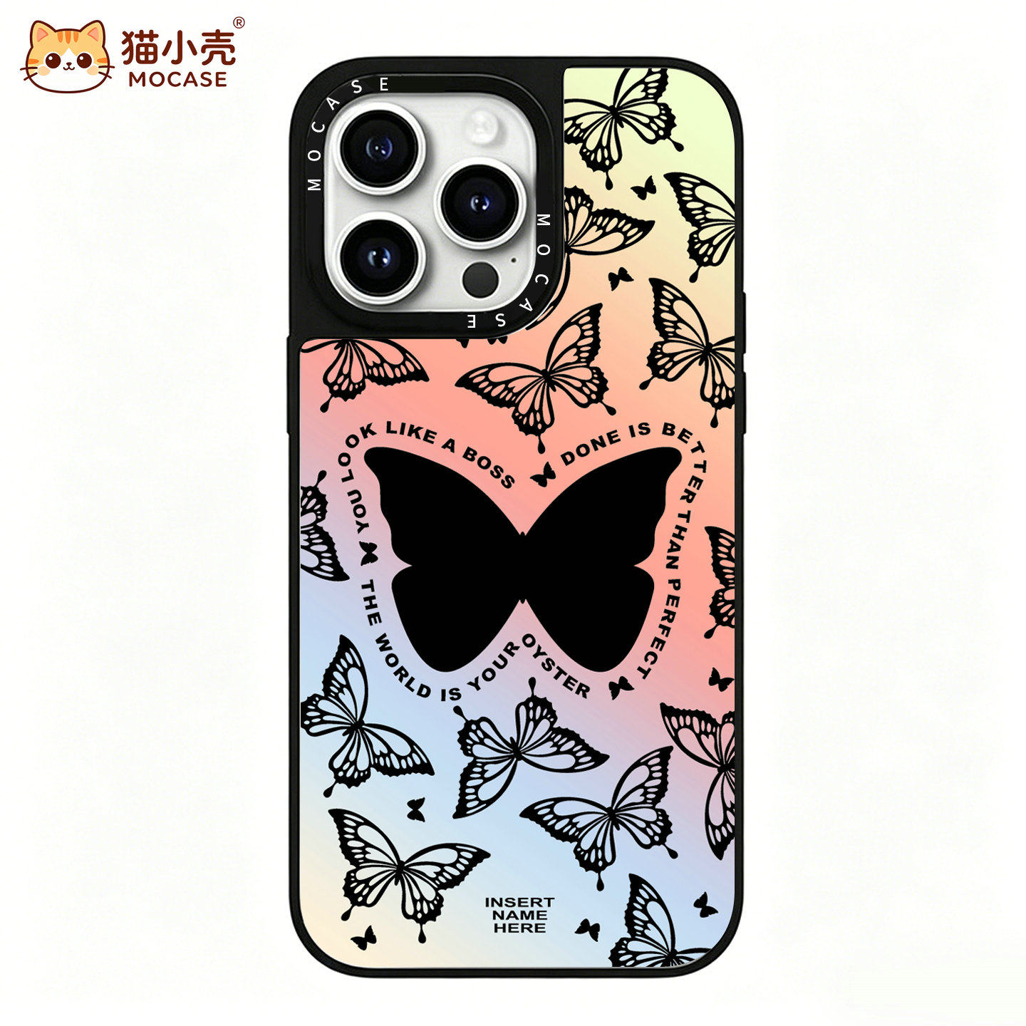 【猫小壳】潮牌镜面适用iPhone17Promax手机壳16苹果15Pro保护壳14蝴蝶13网红12华为mate70防摔P70新款806050