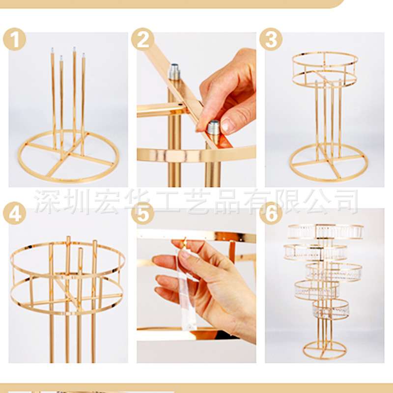 跨境热销婚庆五环亚克力花架婚礼舞台签到处铁艺花架路引装饰摆件
