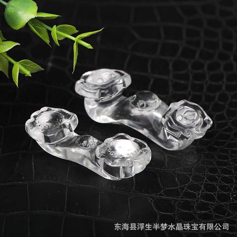 天然水晶如意顺摆件吉祥如意居家装饰摆件把玩小挂件水晶原石饰品