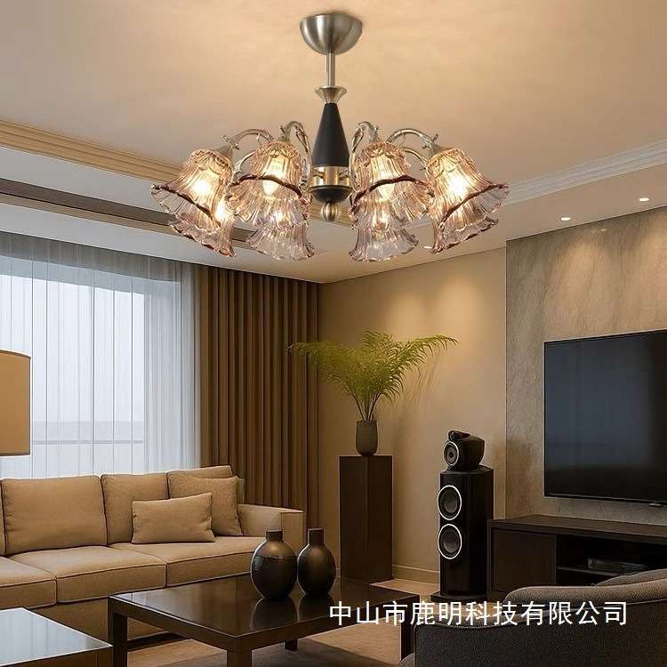 法式中古田园风铃兰花玻璃吊灯美式复古别墅客厅温馨卧室装饰吊灯