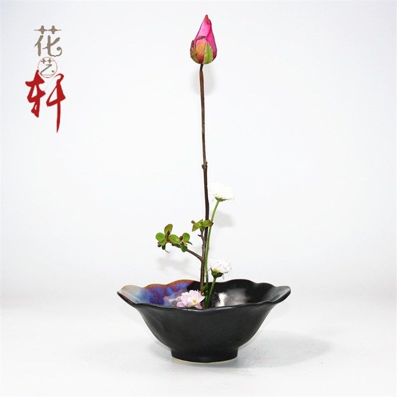 高档复古陶瓷花器 送剑山包邮 中式禅意插花碗 茶席花艺水盆 花盆