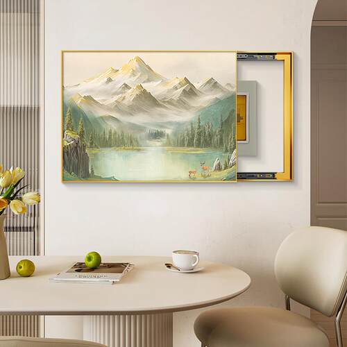 日照金山电表箱装饰画山水画配电箱电闸盒免打孔遮挡挂画电表盒