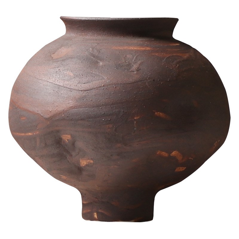 侘寂风陶瓷花瓶摆件中古风做旧复古瓷器样板房间酒柜陶罐日式花器