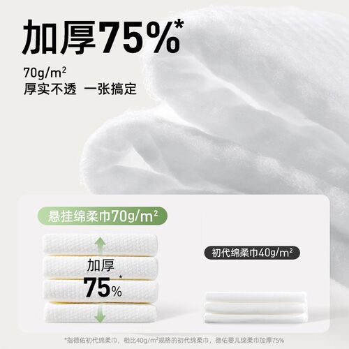 德佑婴儿绵柔巾一次性洗脸巾壁挂式擦脸巾洁面巾加大加厚非棉柔巾