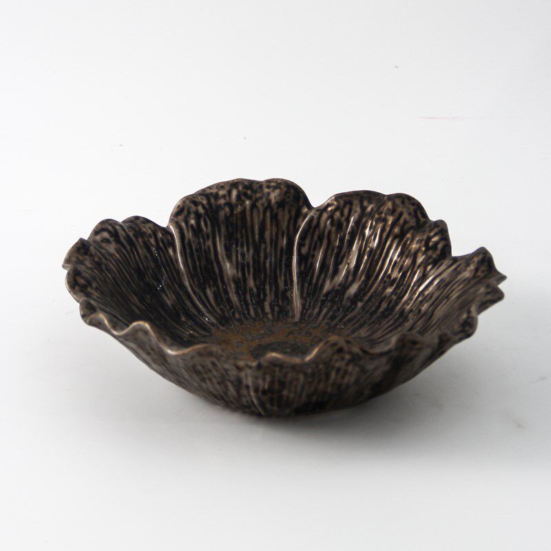 新中式轻奢陶瓷花边干花器客厅茶几餐桌果盘装饰品摆件售楼部摆设