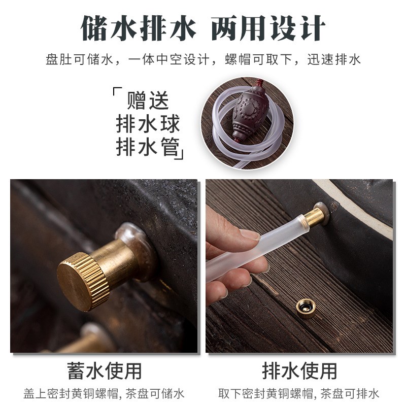 莲花茶盘茶具排水托盘家用储水蓄水茶台陶瓷壶承干泡台大号沥水盘
