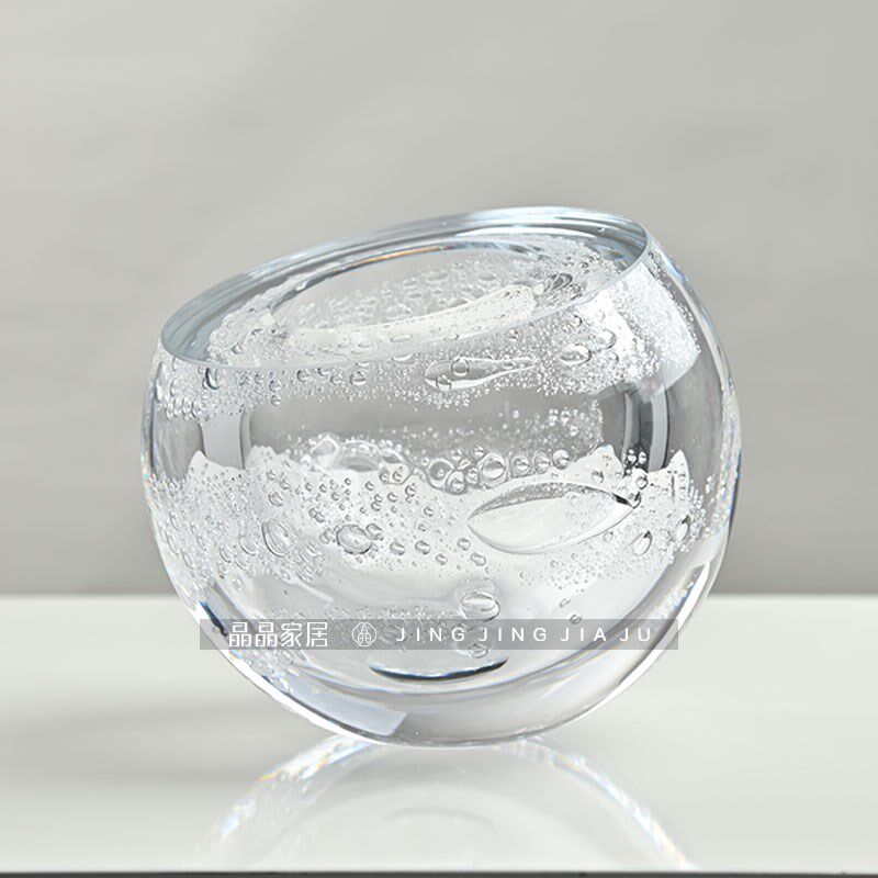 水晶琉璃球体气泡花瓶摆件日式花器室内客厅餐桌桌面软装水培花瓶