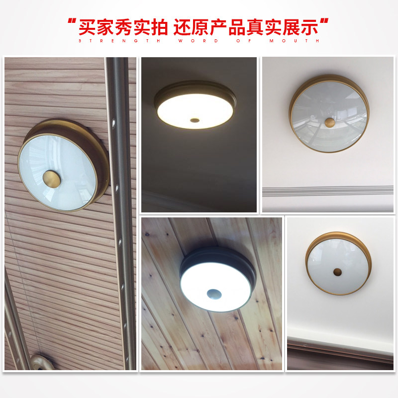 美式吸顶灯 阳台玄关主卧室灯房间灯复古客厅灯圆形田园LED吸顶灯