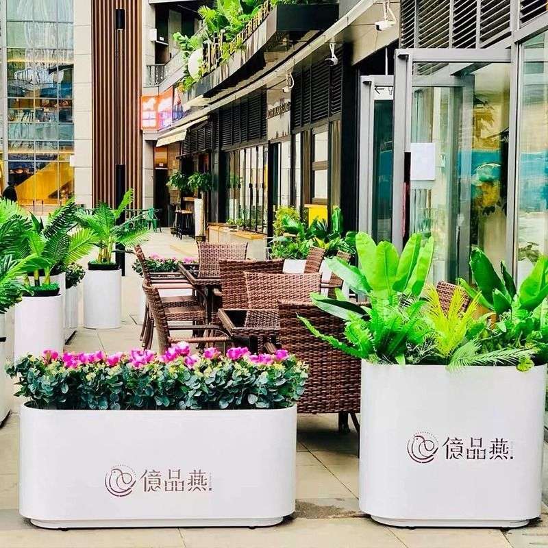 户外花箱组合铁艺花盆商业街奶茶店花槽隔断外摆围栏花坛