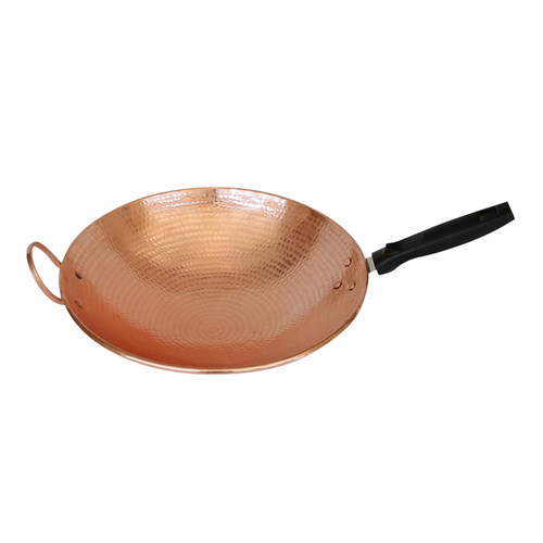 纯手工加厚纯铜锅铜炒锅紫铜平底炒菜锅红铜锅铜餐具铜炒菜锅