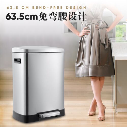 欧式不锈钢家用大桶高档客厅厨房垃圾桶大容量垃圾箱静音缓降50升