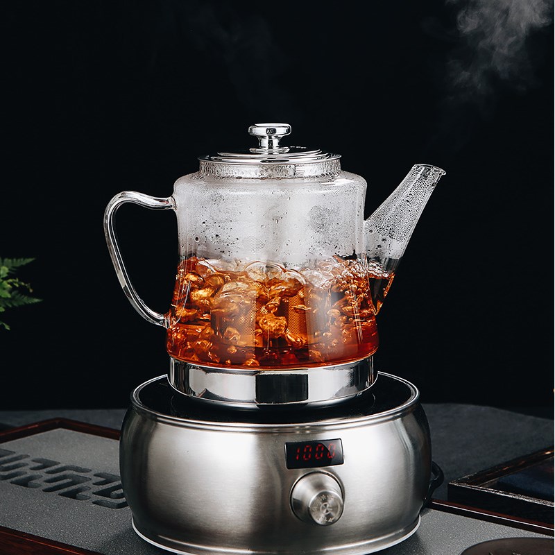 雅风不锈钢茶壶电磁炉玻璃壶耐高温加厚泡茶烧水壶家用茶具套装