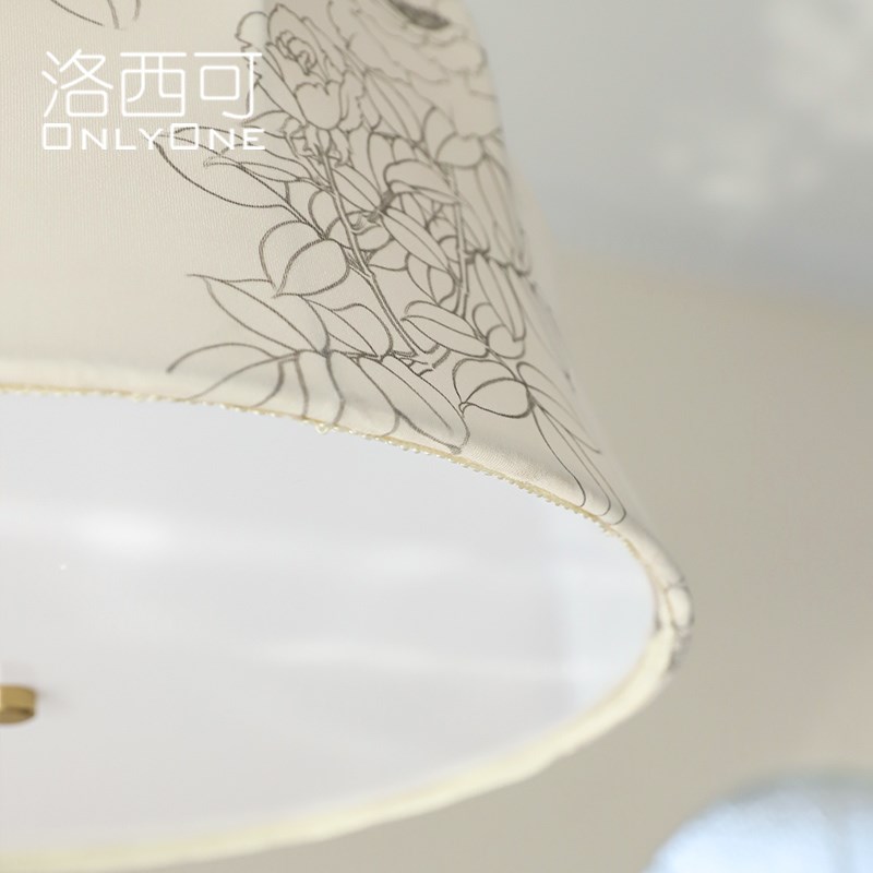 洛西可 法式复古南洋风布艺吊灯 美式浪漫实木儿童房卧室餐厅灯具