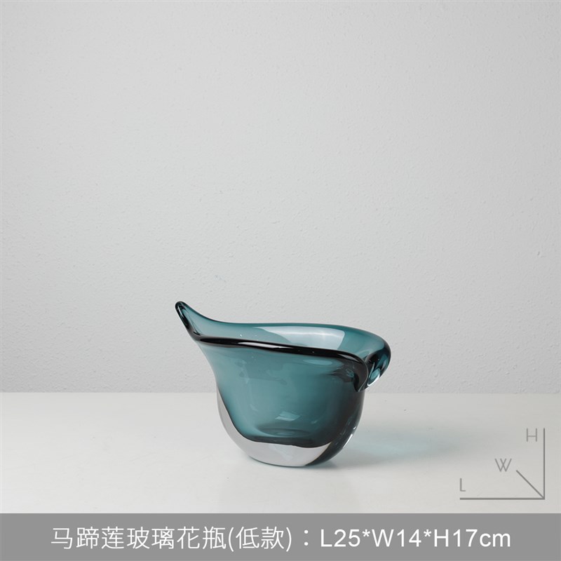 轻奢北欧蓝色玻璃花瓶花艺套装样板间售楼处客厅餐桌玄关软装饰品
