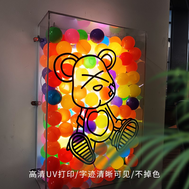 定制网红海洋球发光广告牌创意亚克力灯箱灯牌展示泡泡牌店牌户外