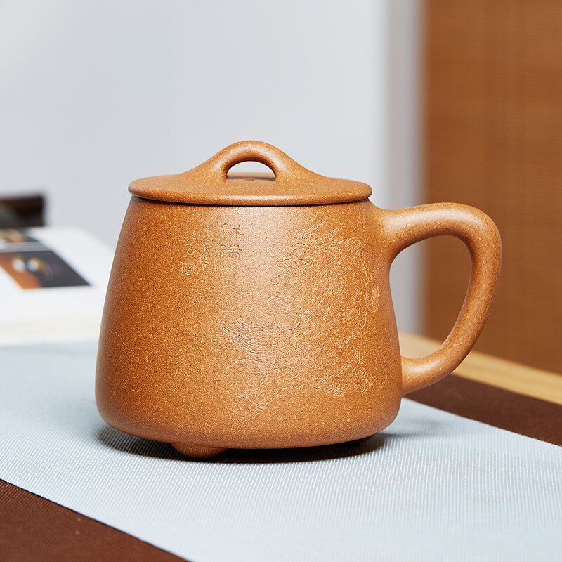 宜兴紫砂杯泡茶杯高石瓢盖杯名家手工高档茶具家用男女士大号水杯