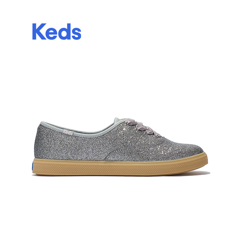 Keds休闲鞋女款2026新品春夏季经典复古一脚蹬亮片银色板鞋