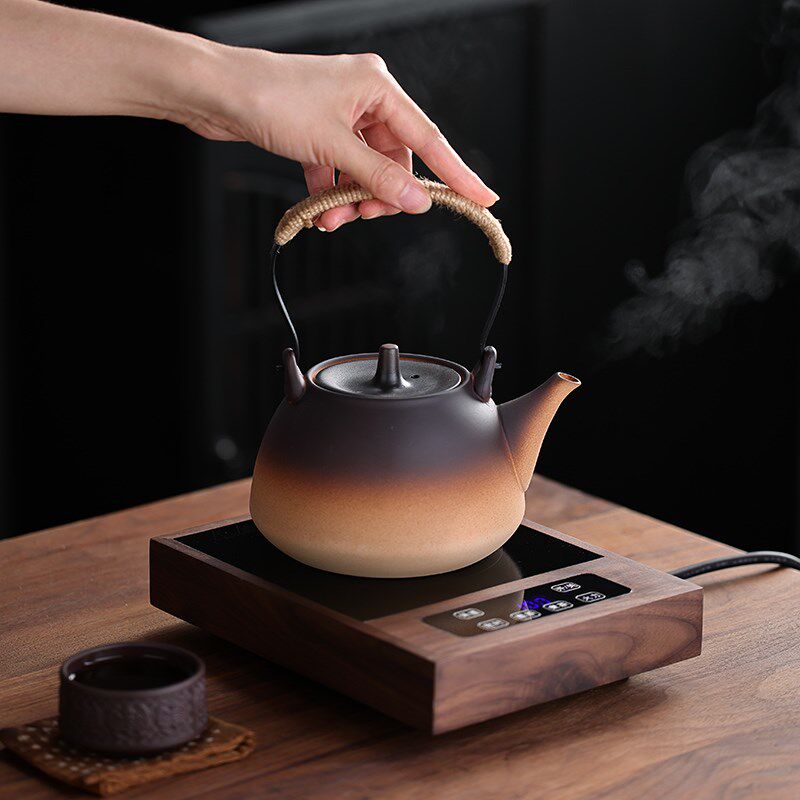 北美胡桃木上水器烧水电陶炉套装 充电式桶装水抽水器桌面吸水器