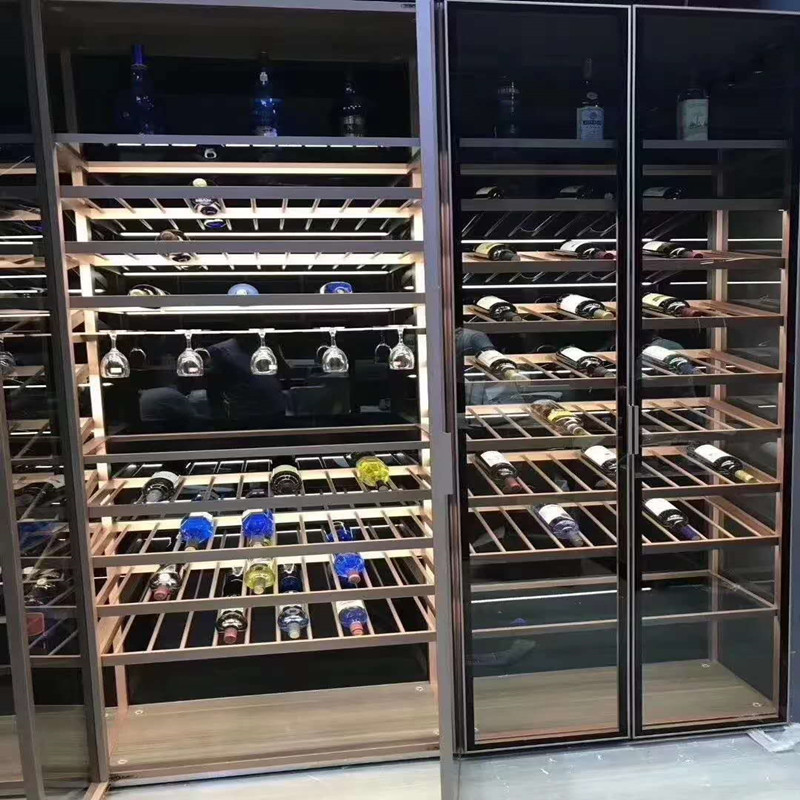 定制红酒瓶层板架隔板酒瓶架铝合金藏酒瓶隔板红酒瓶储藏架带灯架