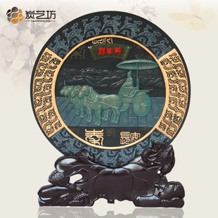 西安特色文化纪念品兵马俑炭雕摆件铜车马定制礼品送外宾朋友礼物