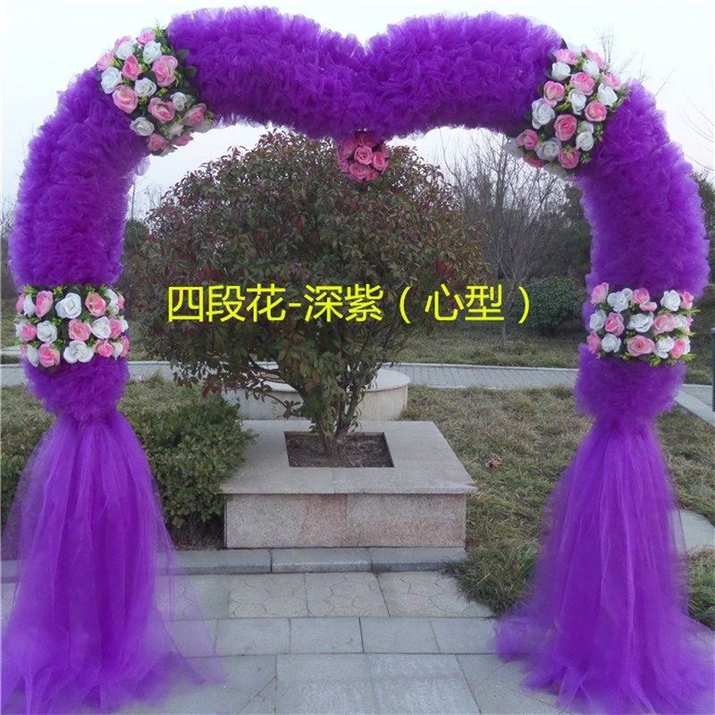 婚礼装饰雪纱楼梯扶手装饰拱门制作婚庆绢花拱门雪纱花门路引制作